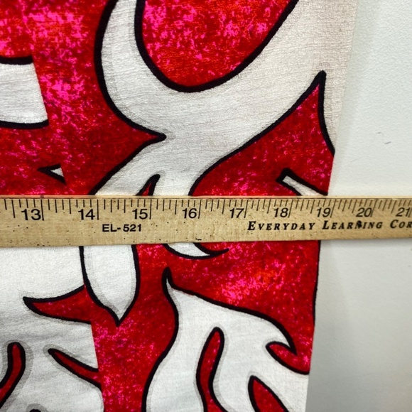 VTG Kimos Polynesian Shop Maxi Dress 8 Red Floral Flutter Sleeve Hawaiian Made - Picture 13 of 14